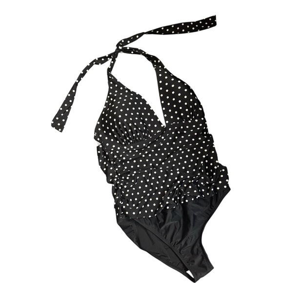 2 BAMBOO Ladies' Swimsuit Black & White Polka Dot Size XXL 14-16 Tummy Control - Picture 6 of 15
